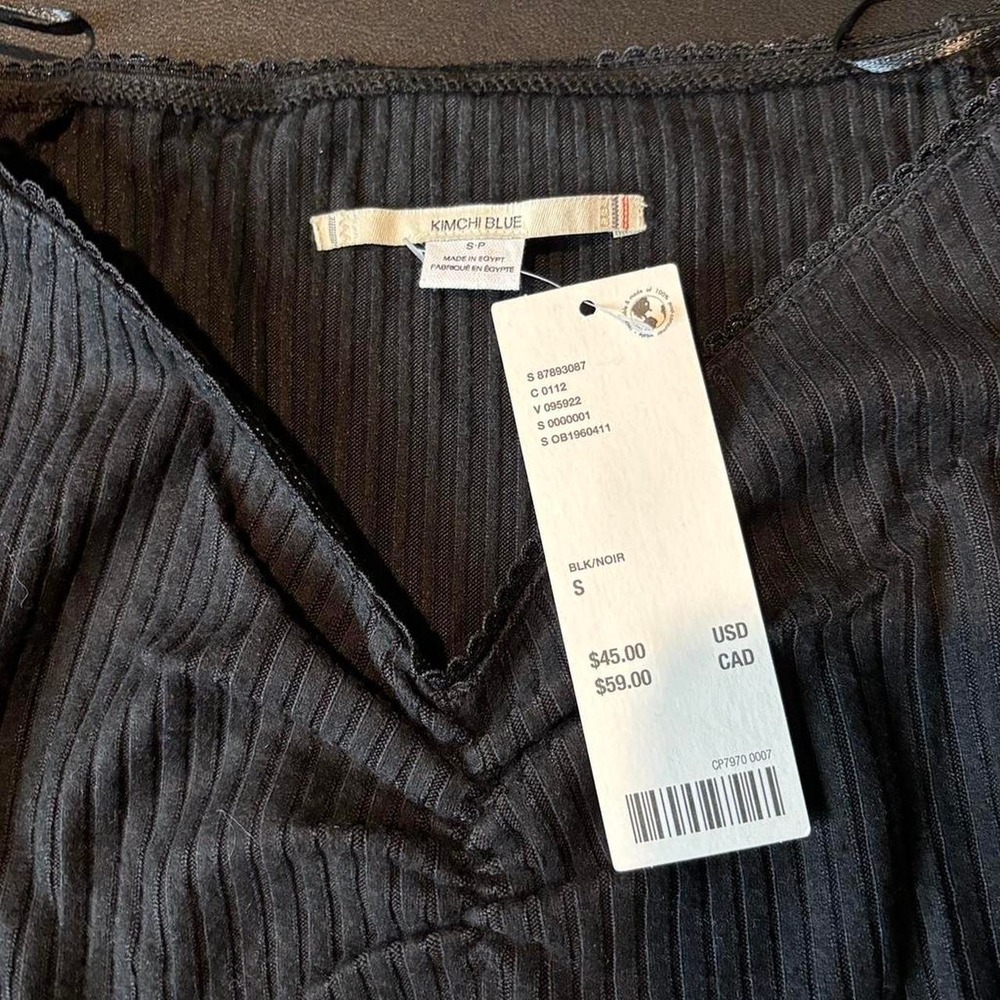 Ribbed long sleeve cropped coquette romantic black  urban outfitters top S - Picture 4 of 5